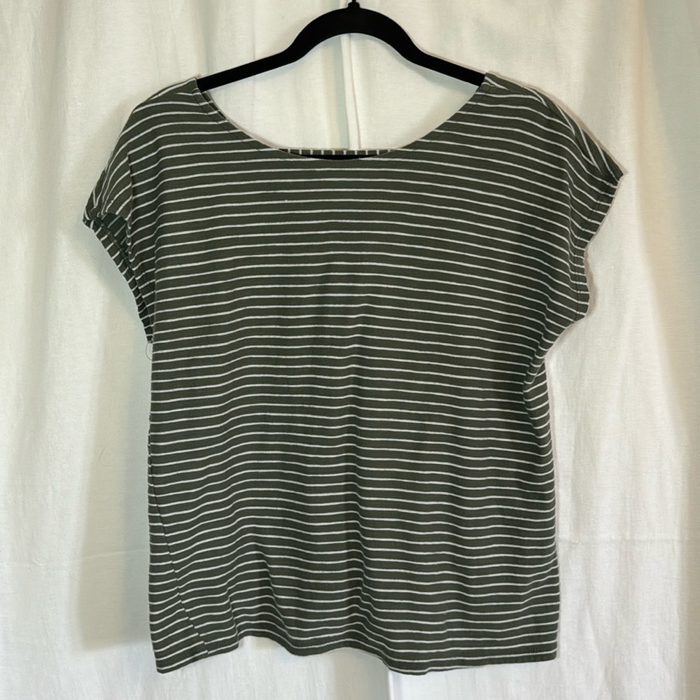 Green Striped T-Shirt with V back - Cable & Gauge
